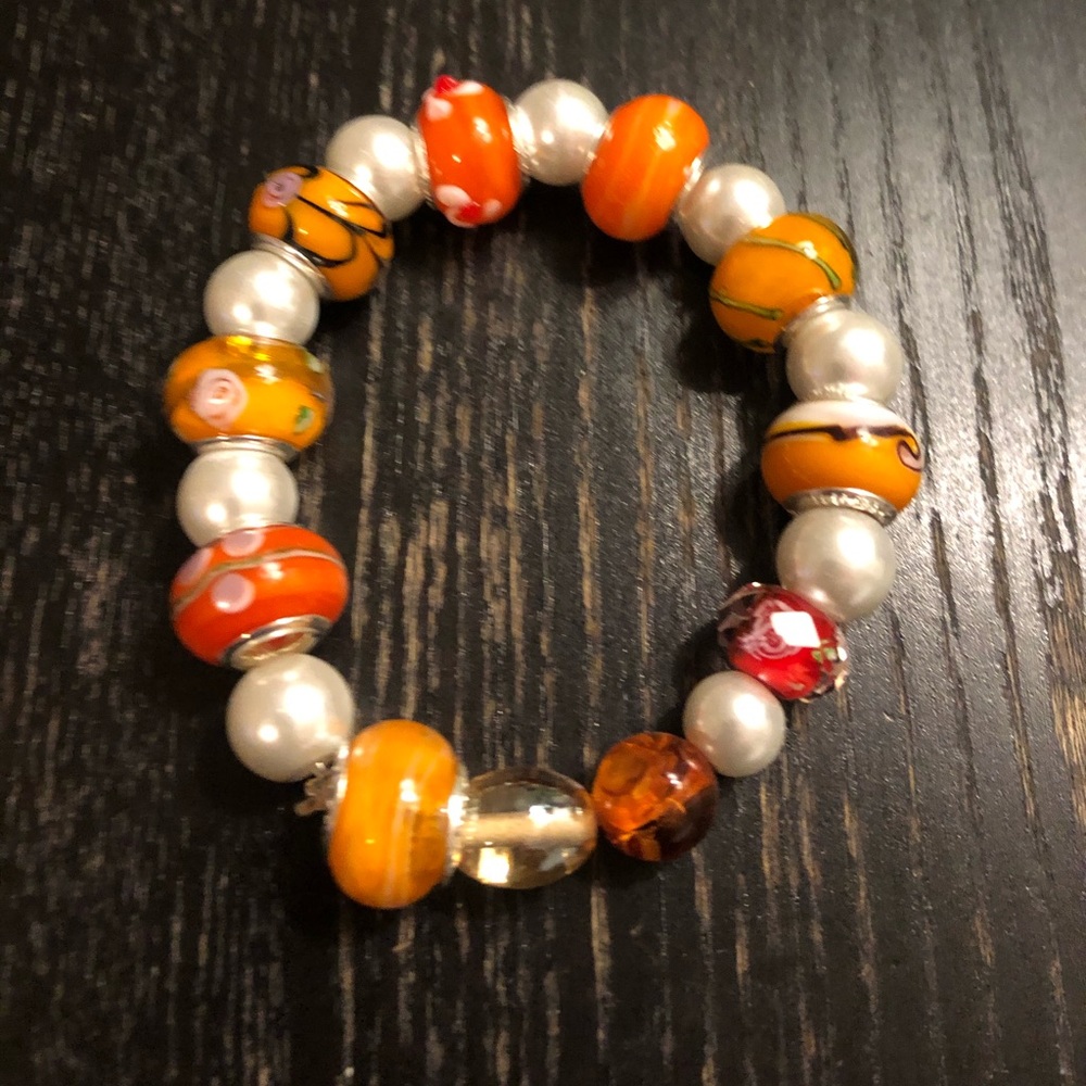 Orange & Pearl women’s bracelet